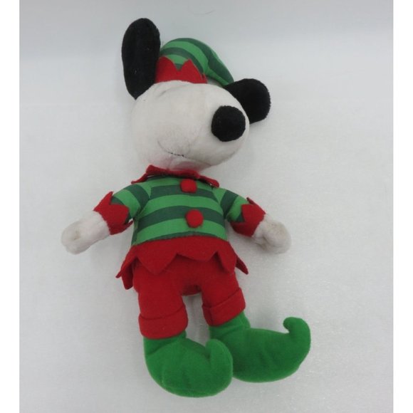 HALLMARK PEANUTS Snoopy Elf Plush Stuffed Toy Green and Red Jester 10" - Picture 5 of 11